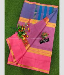 Blue and Rose Pink color Uppada Cotton sarees with all over checks design -UPAT0004745