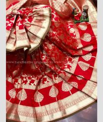 Red color Lichi sarees with leaf design saree -LICH0000025