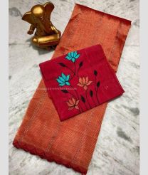 Copper and Red color mangalagiri pattu sarees with all over lines work design -MAGP0026635
