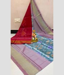 Maroon and Lite Purple color Uppada Soft Silk handloom saree with all over pochampally design -UPSF0004107