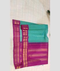 Light BLue and Pink color gadwal cotton handloom saree with zari border saree design -GAWT0000040