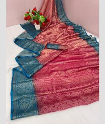 Blue Turquoise and Red color Chiffon sarees with all over buties design -CHIF0001394