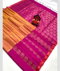 Mango Yellow and Pink color uppada pattu handloom saree with big border saree design -UPDP0011550