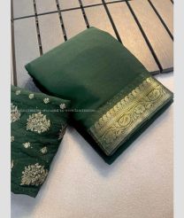 Forest Fall Green color Georgette sarees with plain design -GEOS0020939