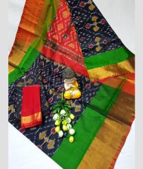 Black and Red color uppada pattu handloom saree with all over pochampally design -UPDP0021194