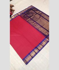 Pink and Purple Blue color gadwal cotton handloom saree with all over small checks with jari border design -GAWT0000252