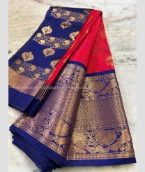 Navy Blue and Pink color mangalagiri pattu handloom saree with kuppadam border design -MAGP0026544