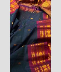 Black and Magenta color gadwal sico handloom saree with all overturning buties design -GAWI0000668