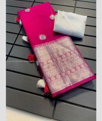 Pink and Half White color Organza sarees with All over Sequence Work Design-ORGS0003296