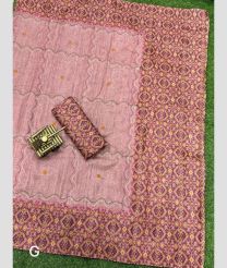 Rose Pink and Dust Pink color silk sarees with all over ajrakh printed with katha work design -SILK0017564