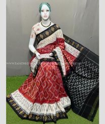 Maroon and Black color pochampally Ikkat cotton handloom saree with pochampalli ikkat design saree -PIKT0000375