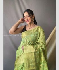 Light Green colour Organza sarees with zari border saree design -ORGS0000639