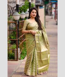 Lite Leafy Green color Banarasi sarees with all over zig zag design -BANS0006001