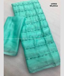 Sky BLue color Chiffon sarees with designer saree design -CHIF0000076