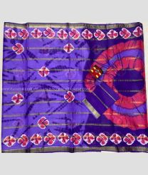 Purple Blue and Pink color Uppada Cotton handloom saree with all over printed design -UPAT0004319