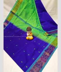 Navy Blue and Elf Green color Tripura Silk handloom saree with all over nakshtra buties with pochampally border design -TRPP0008426