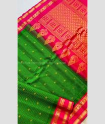 Green and Red color gadwal pattu handloom saree with all over buties design -GDWP0000627