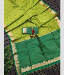 Leafy Green and Pine Green color silk sarees with all over buties with border design -SILK0017610