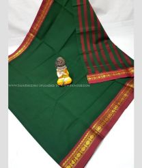 Pine Green and Dark Maroon color Uppada Cotton handloom saree with plain with rudrakasha and plain border design -UPAT0004274