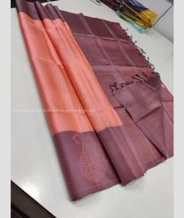Copper and Lite Brown color kanchi pattu handloom saree with all over trendy pattern big buties design -KANP0013451