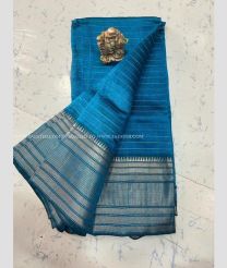 Lite blue color mangalagiri pattu handloom saree with all over jari line checks with silver big border design -MAGP0026260