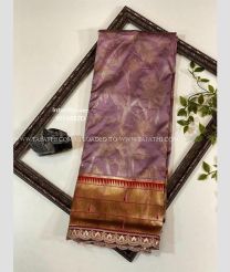 Dust Pink and Red color Banarasi sarees with jari woven all over with muniya woven border design -BANS0018798