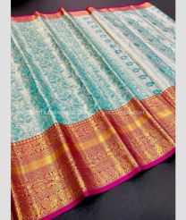 Blue Turquoise and Pink color Banarasi sarees with all over heavy gold and meena zari work design -BANS0009940