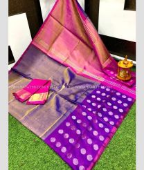 Brown and Pink color Uppada Tissue handloom saree with plain with mla buties design -UPPI0001625