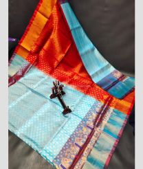 Sky Blue and Red color uppada pattu handloom saree with all over buties with anchulatha border design -UPDP0021163