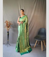 Green color silk sarees with all over jari work saree design -SILK0000997