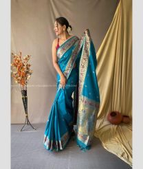 Blue Ivy color paithani sarees with all over meenakari buties design -PTNS0004405