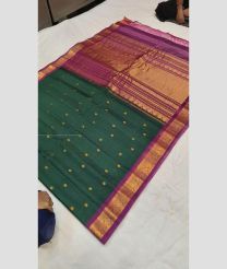 Forest Fall Green and Magenta color gadwal sico handloom saree with all over buties design -GAWI0000757
