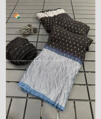 Dark Chocolate and Grey color Chiffon sarees with all over buties with crush design -CHIF0001893