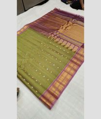 Mehendi Green and Dull Pink color gadwal sico handloom saree with all over buties design -GAWI0000749