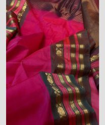Pink and Brown color gadwal sico handloom saree with all over mini sico stripes design -GAWI0000495