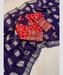 Plum Purple and Red color Georgette sarees with banarasi multi emrodiry work design -GEOS0024185