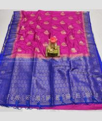 Pink and Blue color Kora handloom saree with all over buties design -KORS0000071