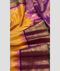 Orange and Magenta color gadwal pattu sarees with kanchi kuttu border design -GDWP0001899