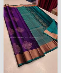 MAgenta and Aqua Blue color soft silk kanchipuram sarees with kaddy border saree design -KASS0000312