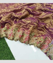Purple color Banarasi sarees with plain with crochet work border design -BANS0018840