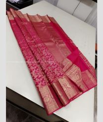Pink and Golden color kanchi pattu handloom saree with all over jari design -KANP0013680