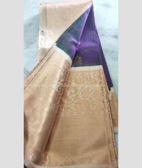 Plum Purple and Cream color mangalagiri pattu handloom saree with kuppadam border design -MAGP0026561