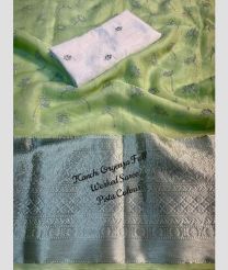 Pista Green and Silver color Organza sarees with zari border saree design -ORGS0001780