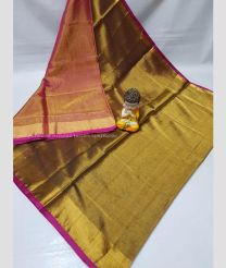 Copper and Olive color Uppada Tissue handloom saree with plain saree design -UPPI0000420