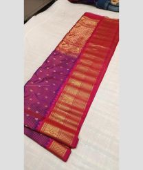 Magenta and Deep Pink color gadwal pattu handloom saree with all over small checks and buties design -GDWP0001321