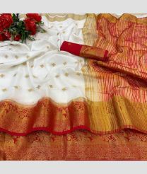 White and Maroon color silk sarees with all over butties saree design -SILK0001150