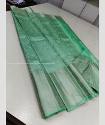 Aquamarine and Silver color kanchi pattu handloom saree with all over jari design -KANP0013679