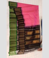 Pink Black and Green color gadwal sico handloom saree with temple  border saree design -GAWI0000287