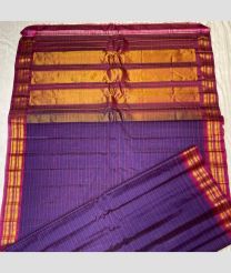 Purple and Magenta color gadwal cotton handloom saree with all over jari lines design -GAWT0000153
