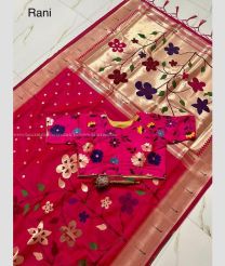 Deep Pink color paithani sarees with pure zari design and minakari muniya boder -PTNS0004965